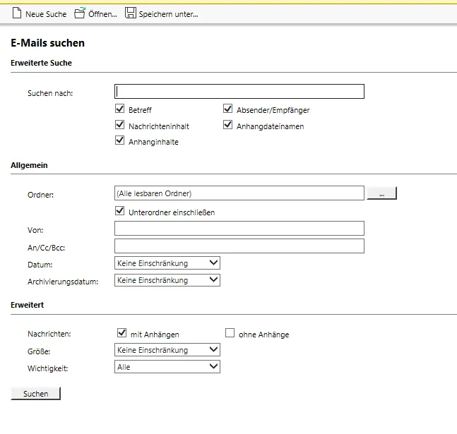 Outlook Suche