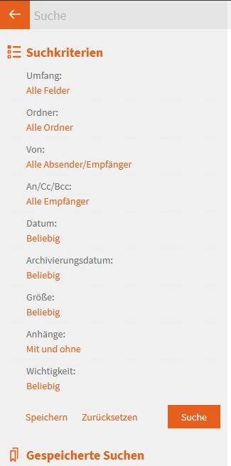 Suche im Webinterface